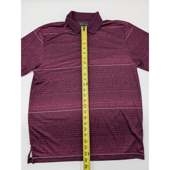 PG Tour Mens Medium Burgundy‎ Striped Golf Polo Shirt M - Picture 11 of 13